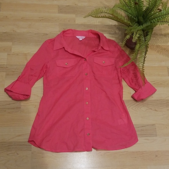 Lilly Pulitzer Tops - Lily Pulitzer pink button-up